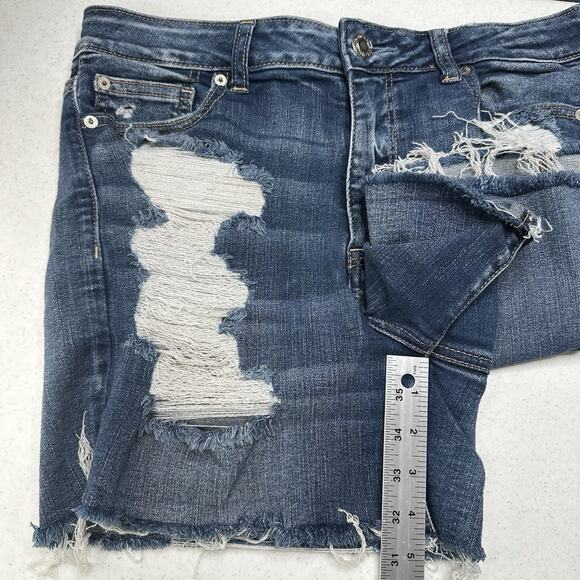 American Eagle Shorts Women 14 Hi Rise Shortie Next Level Blue Jean Denim Grunge - Picture 5 of 10